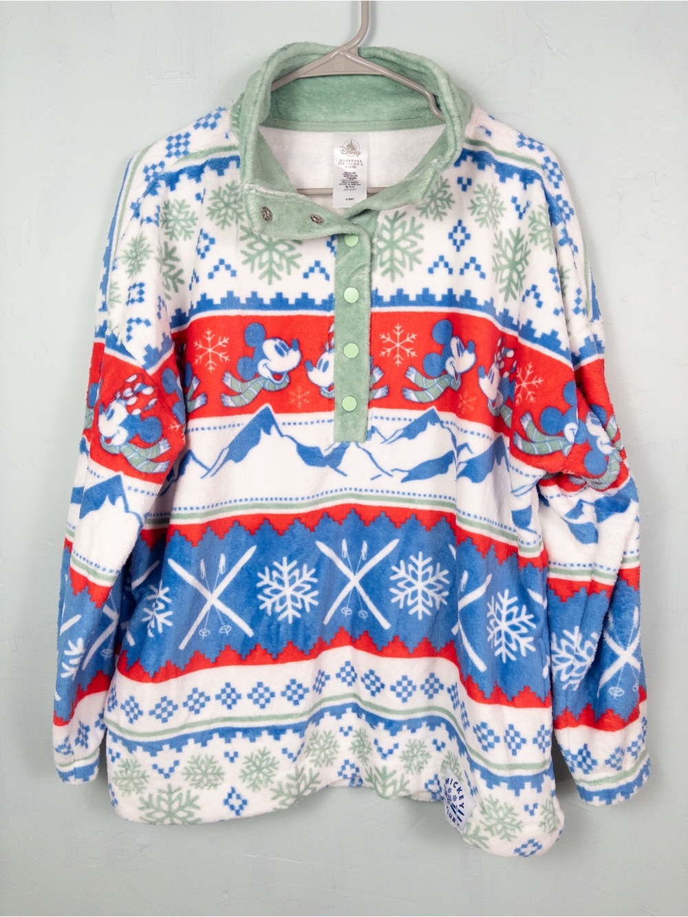 Disney Mickey Mouse Ski Cozy Holiday Fleece Zip-Up Pullover - Size M